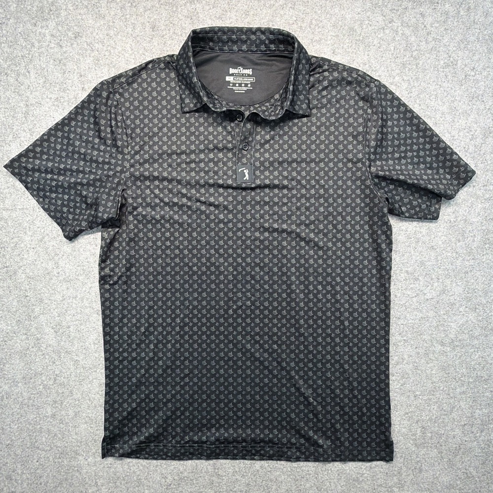 Bogey Bros Golf Polo Shirt Size M Black Middle Finger AOP Birdie Finger